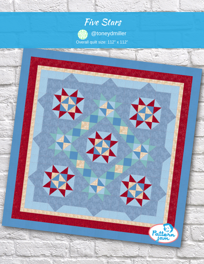 Five Stars - custom quilt designed by &#64;toneydmiller using PatternJam quilt design software