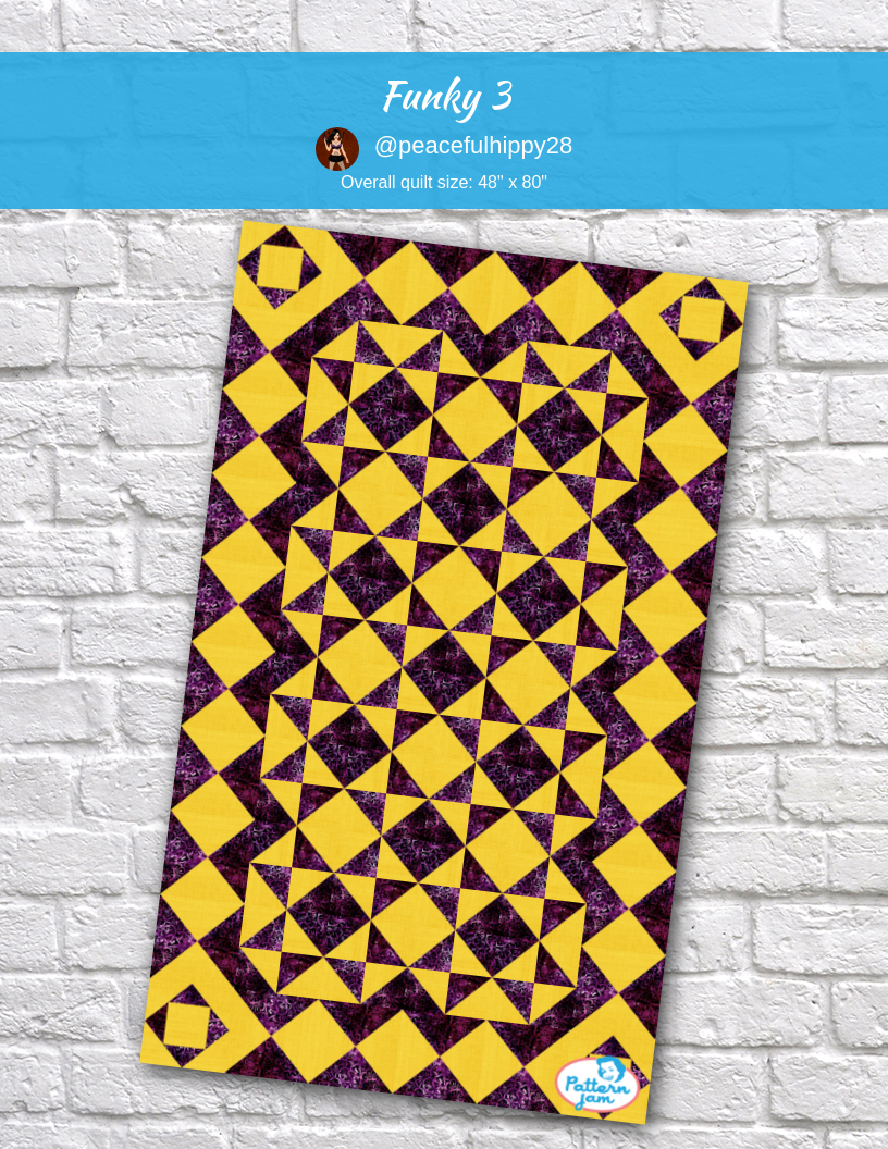 Funky 3 - custom quilt designed by &#64;peacefulhippy28 using PatternJam quilt design software