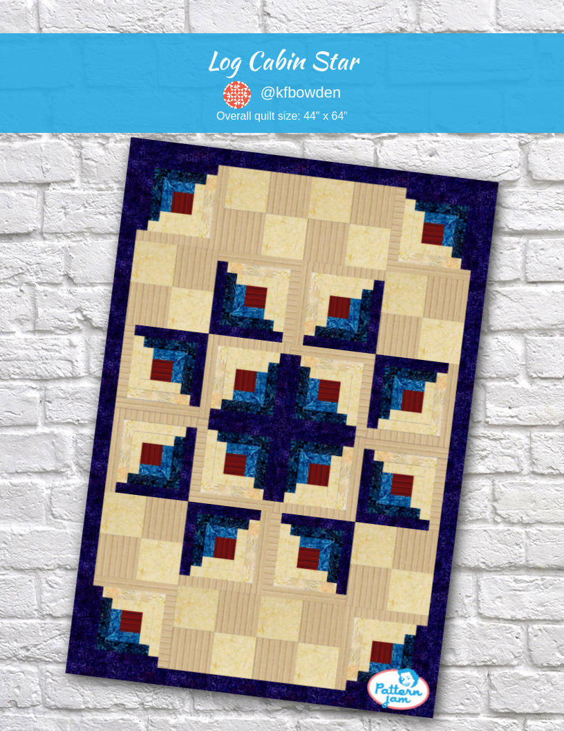 Log Cabin Star - custom quilt designed by &#64;kfbowden using PatternJam quilt design software