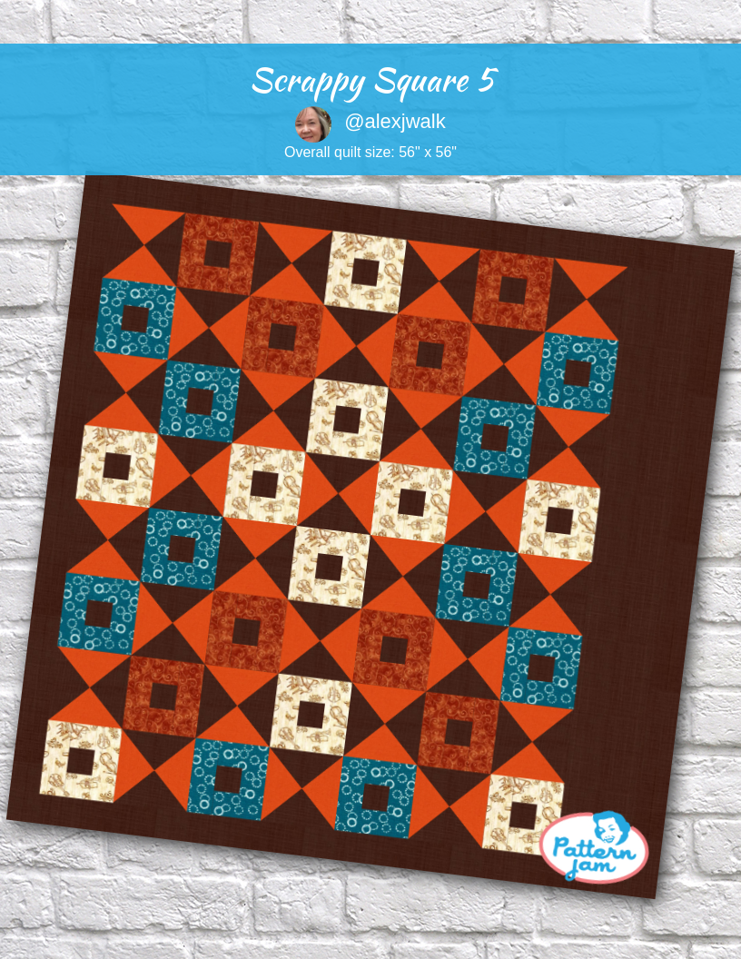 Scrappy square 5 - custom quilt designed by &#64;alexjwalk using PatternJam quilt design software