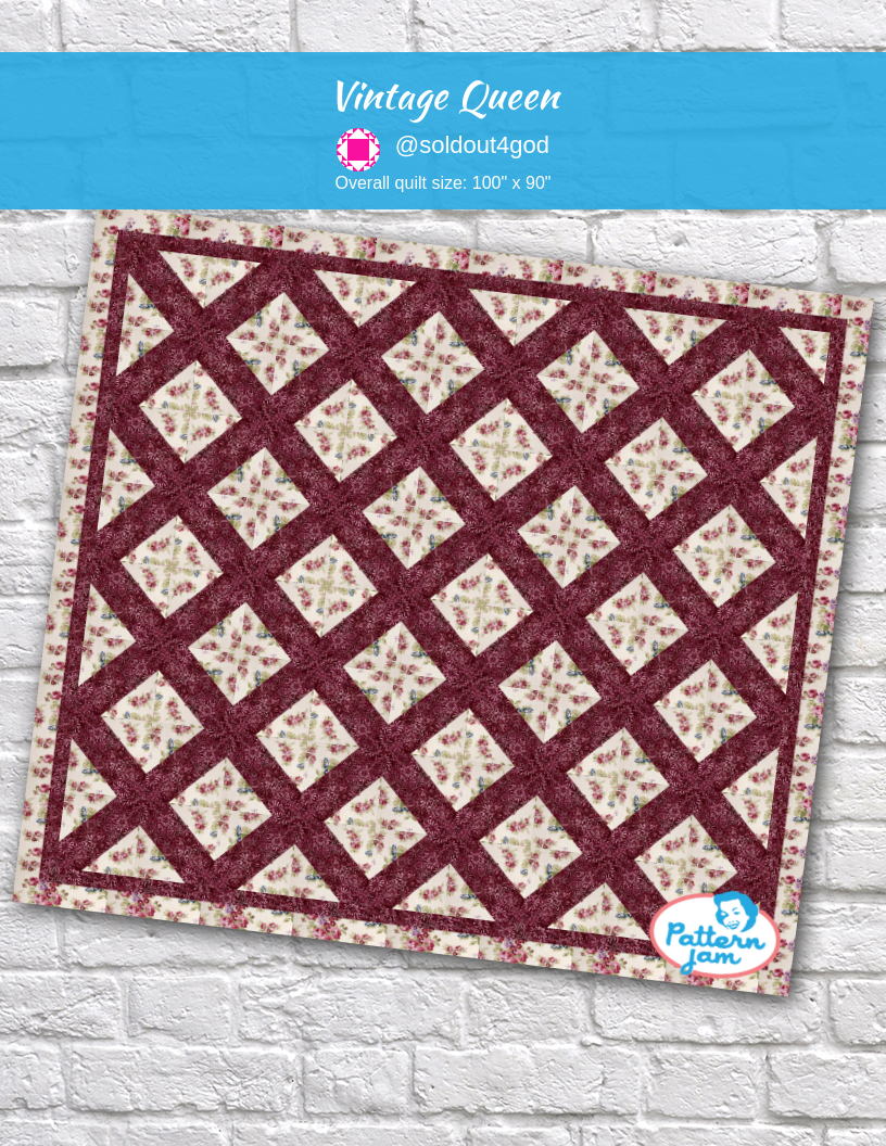 vintage queen - custom quilt designed by &#64;soldout4god using PatternJam quilt design software