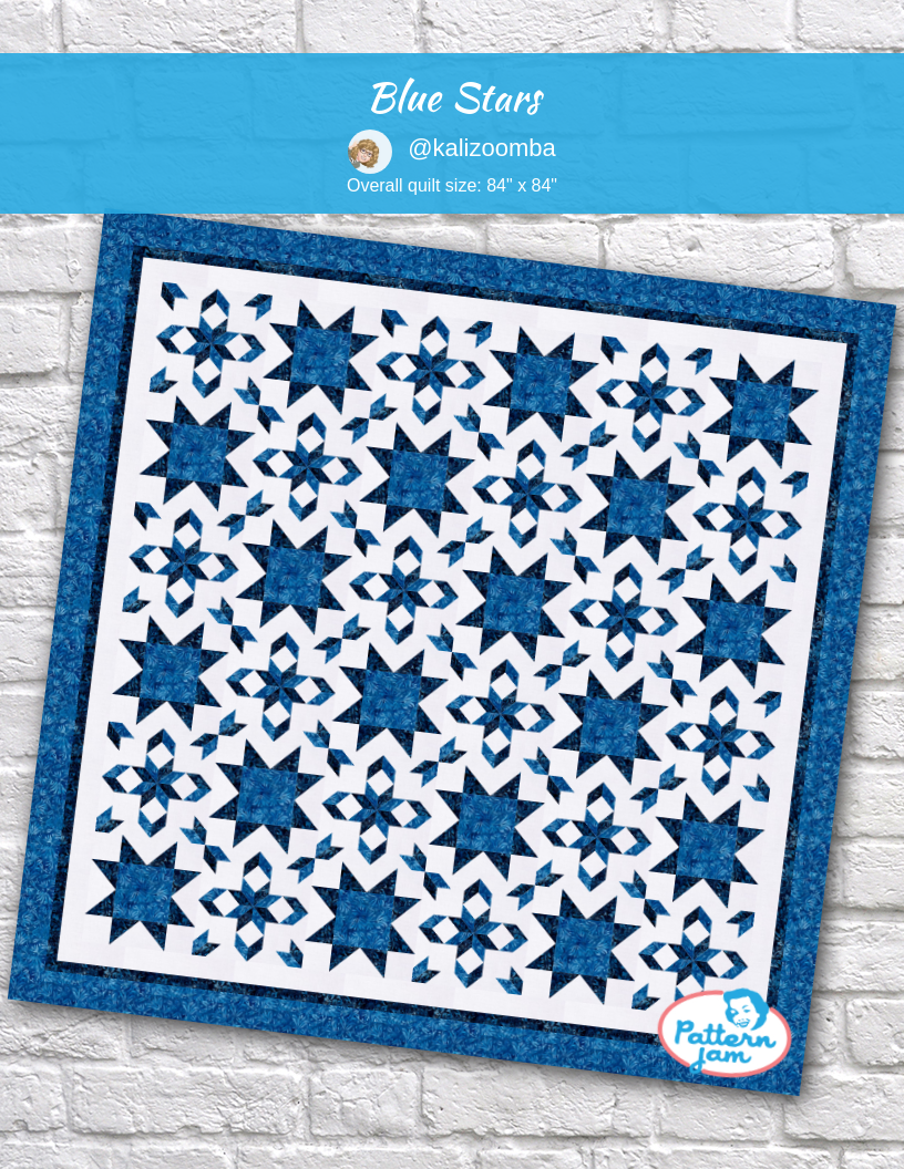 Blue stars - custom quilt designed by &#64;kalizoomba using PatternJam quilt design software