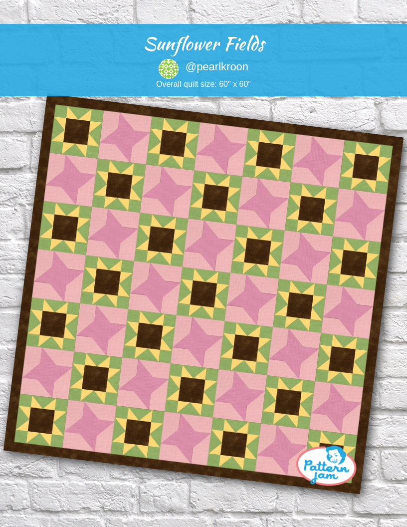 Sunflower Fields - custom quilt designed by &#64;pearlkroon using PatternJam quilt design software