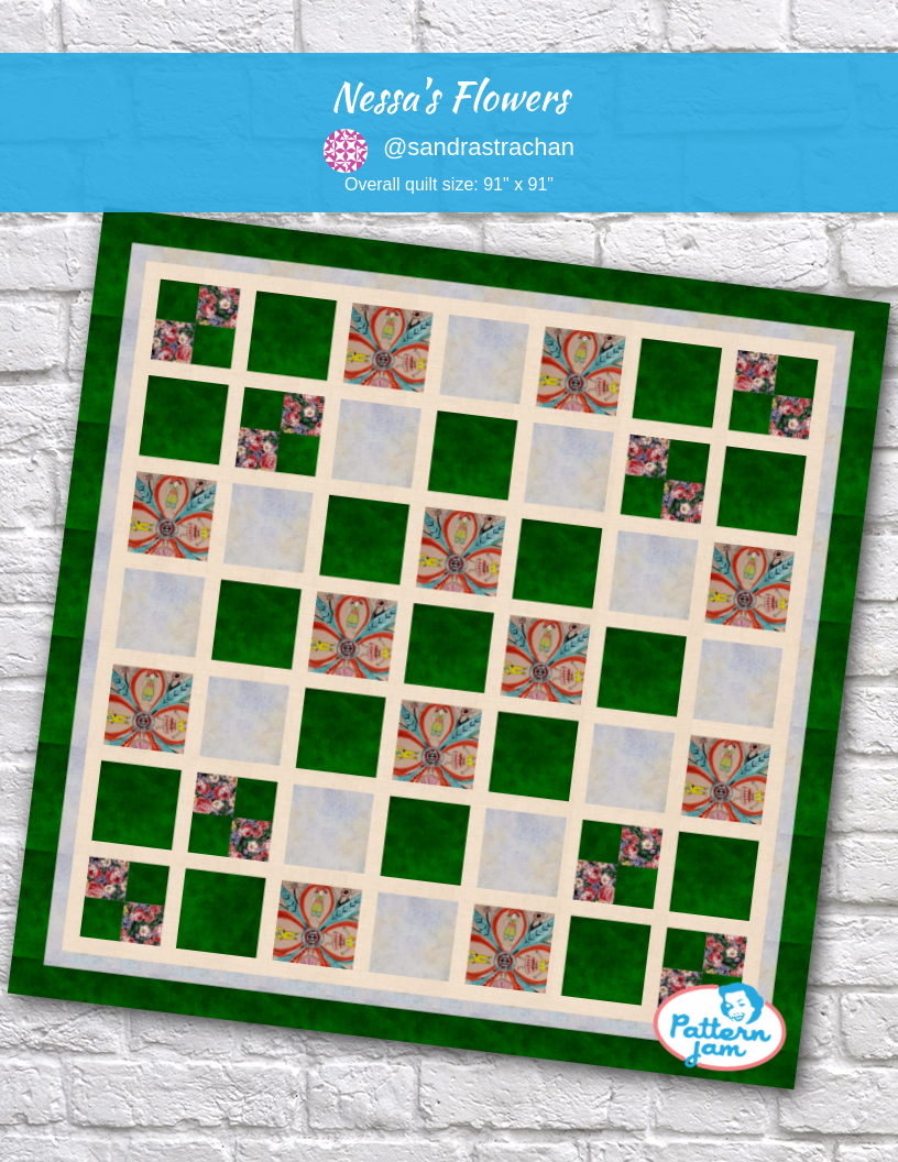 Nessa's Flowers - custom quilt designed by &#64;sandrastrachan using PatternJam quilt design software