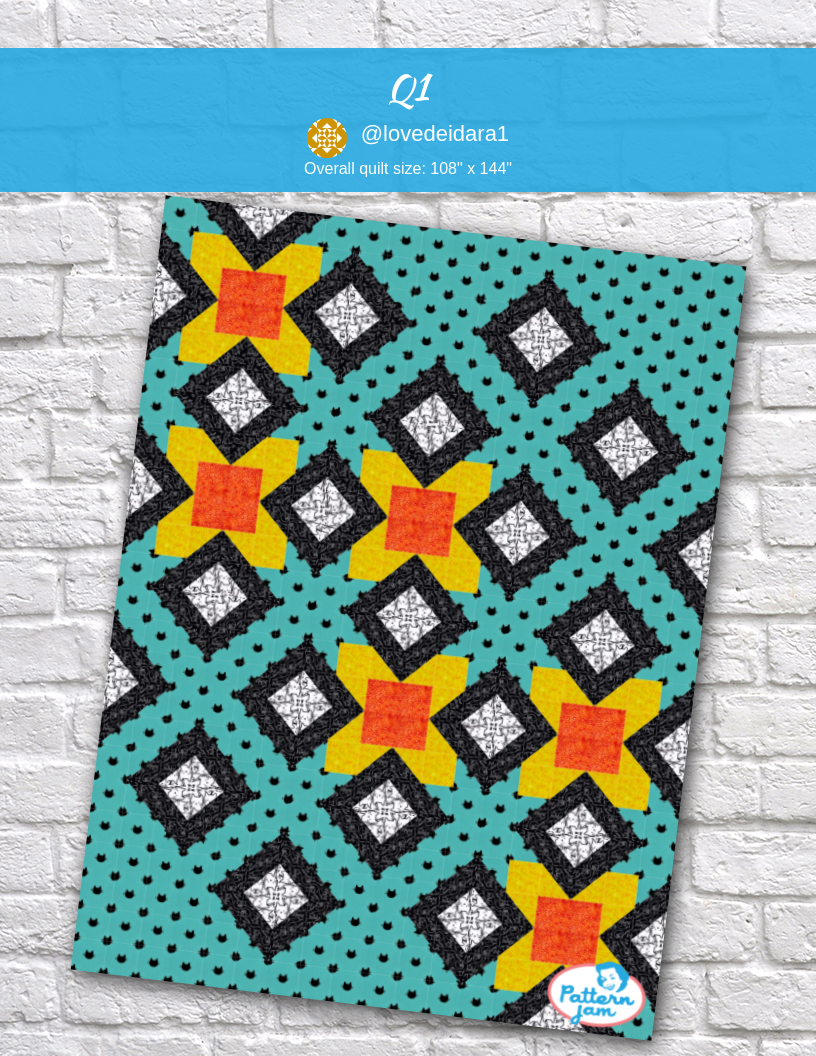 Q1 - custom quilt designed by &#64;lovedeidara1 using PatternJam quilt design software