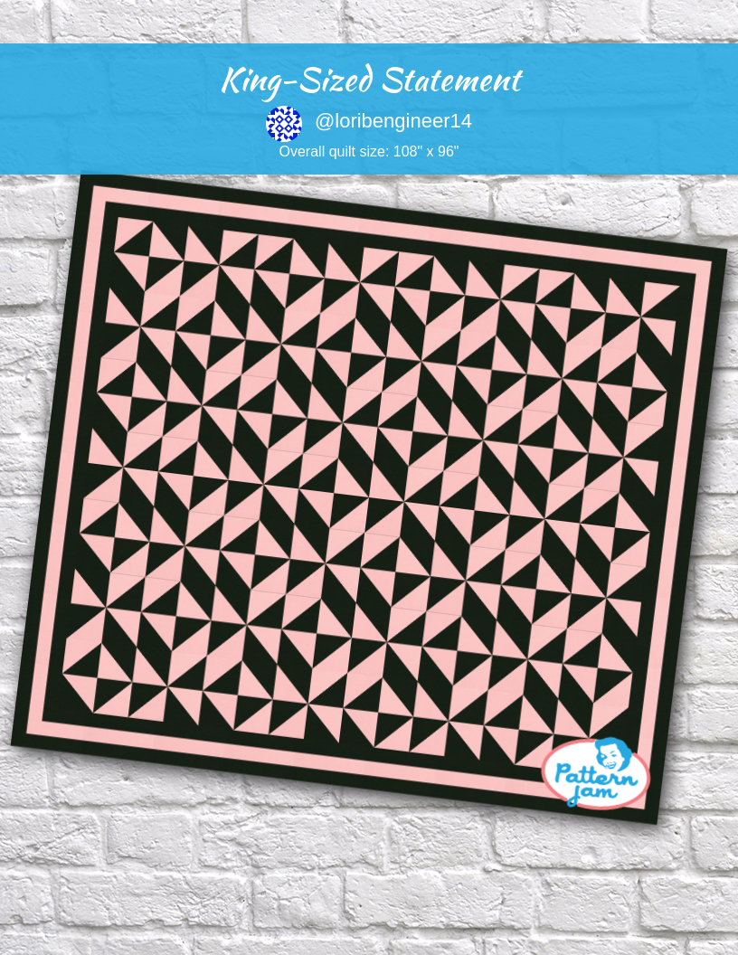 King-Sized Statement - custom quilt designed by &#64;loribengineer14 using PatternJam quilt design software