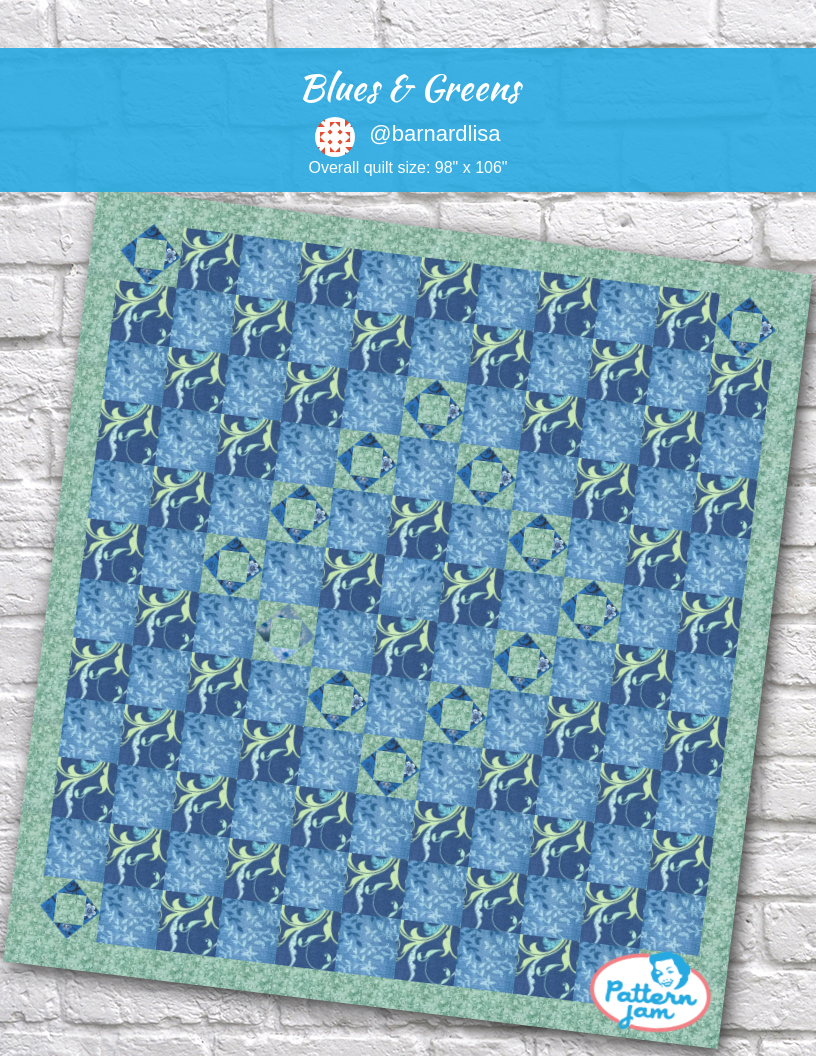 Blues & Greens - custom quilt designed by &#64;barnardlisa using PatternJam quilt design software