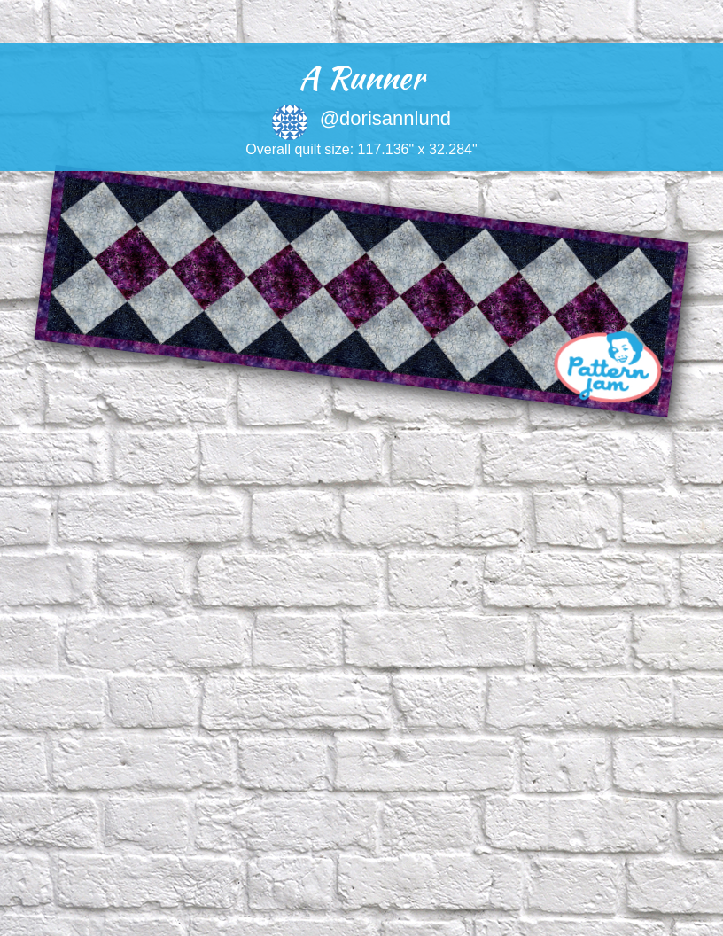 A runner - custom quilt designed by &#64;dorisannlund using PatternJam quilt design software