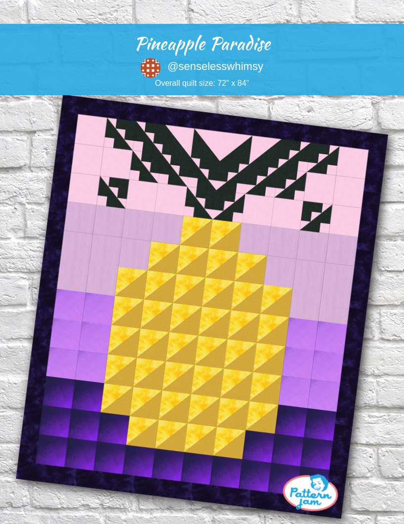 Pineapple Paradise - custom quilt designed by &#64;senselesswhimsy using PatternJam quilt design software