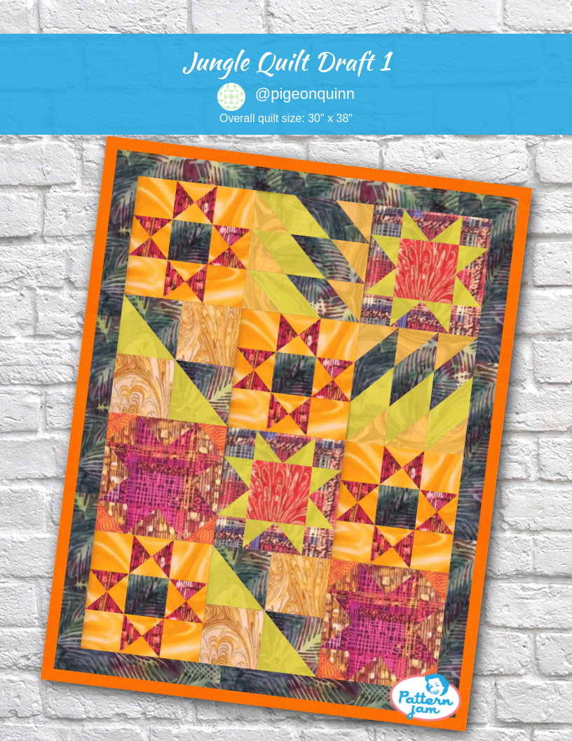 jungle quilt draft 1 - custom quilt designed by &#64;pigeonquinn using PatternJam quilt design software