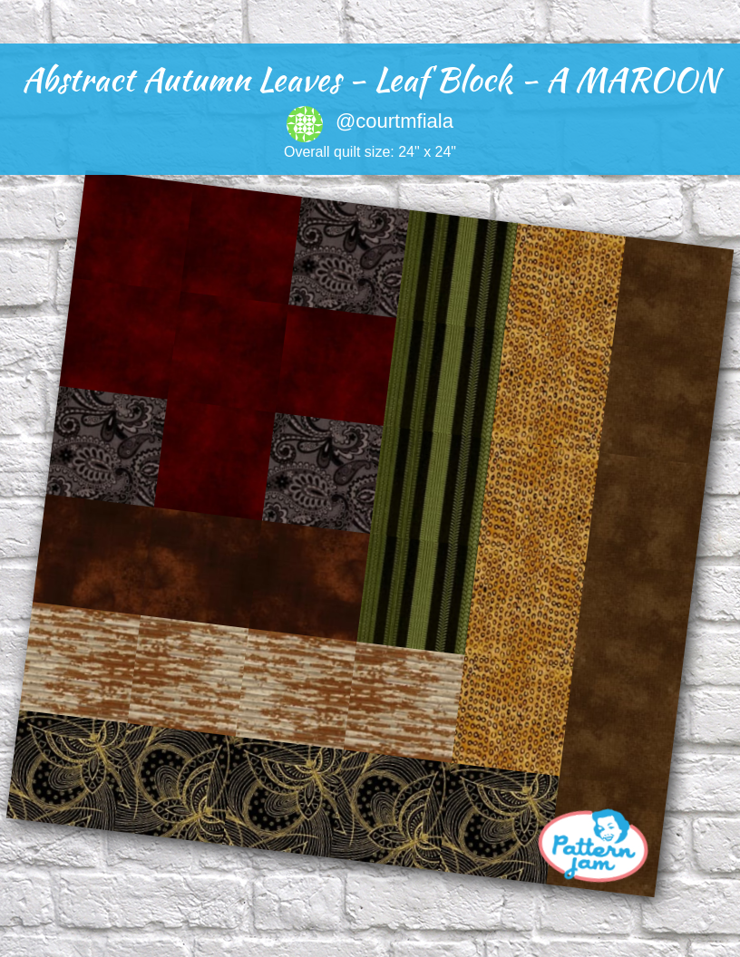 Abstract autumn leaves - leaf block - A MAROON - custom quilt designed by &#64;courtmfiala using PatternJam quilt design software