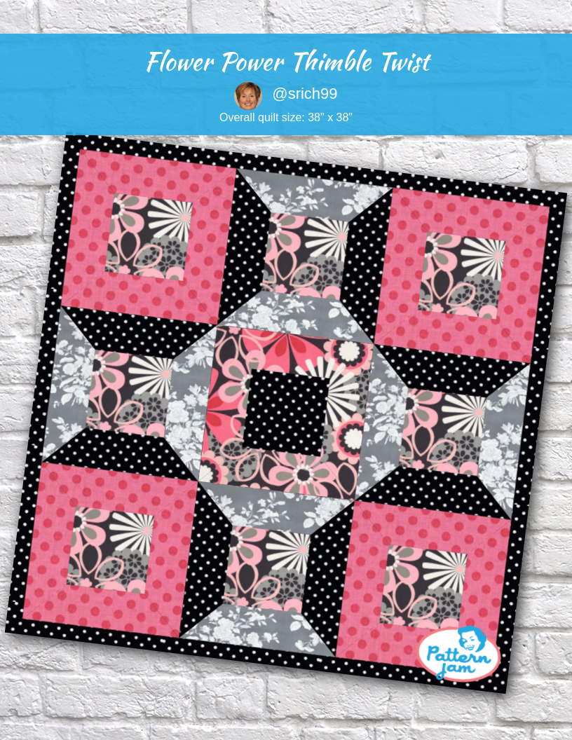 Flower Power Thimble Twist - custom quilt designed by &#64;srich99 using PatternJam quilt design software