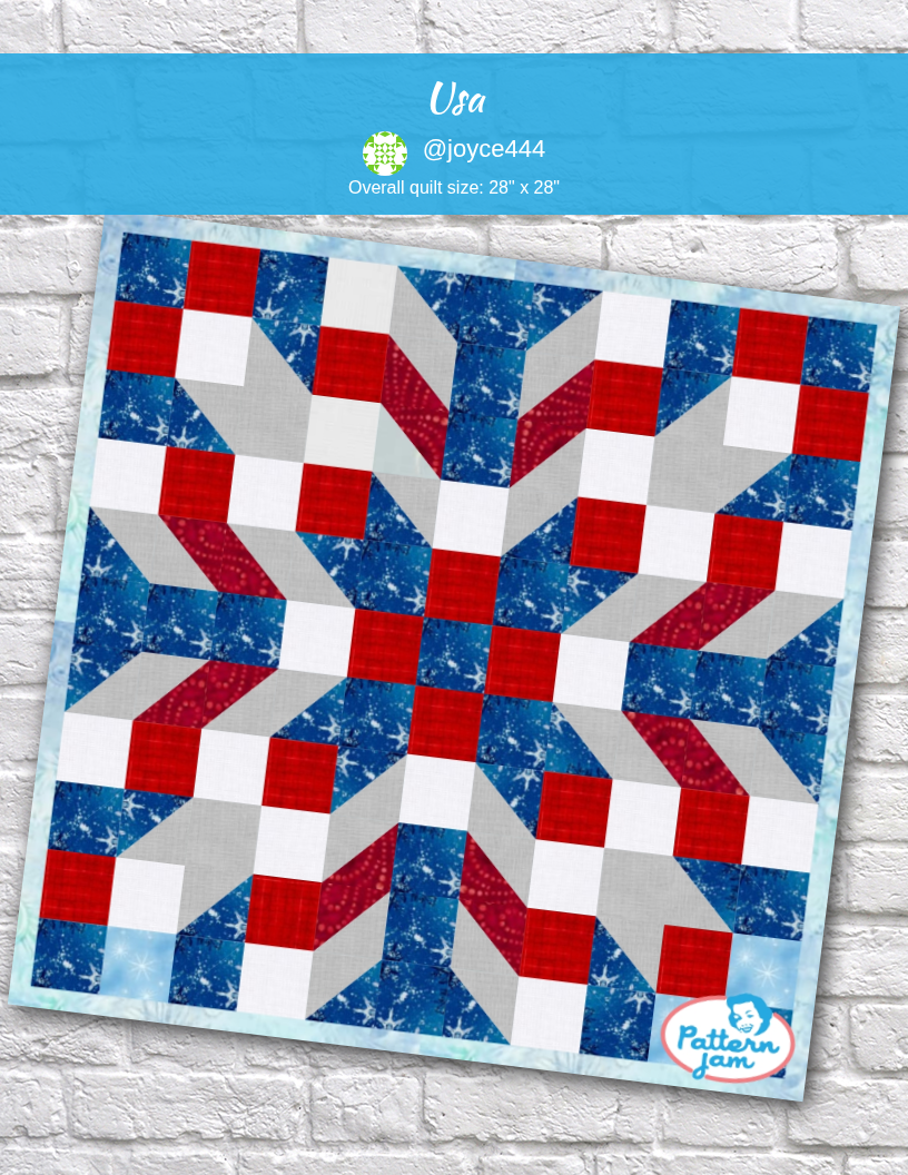 Usa - custom quilt designed by @joyce444 using PatternJam quilt design software