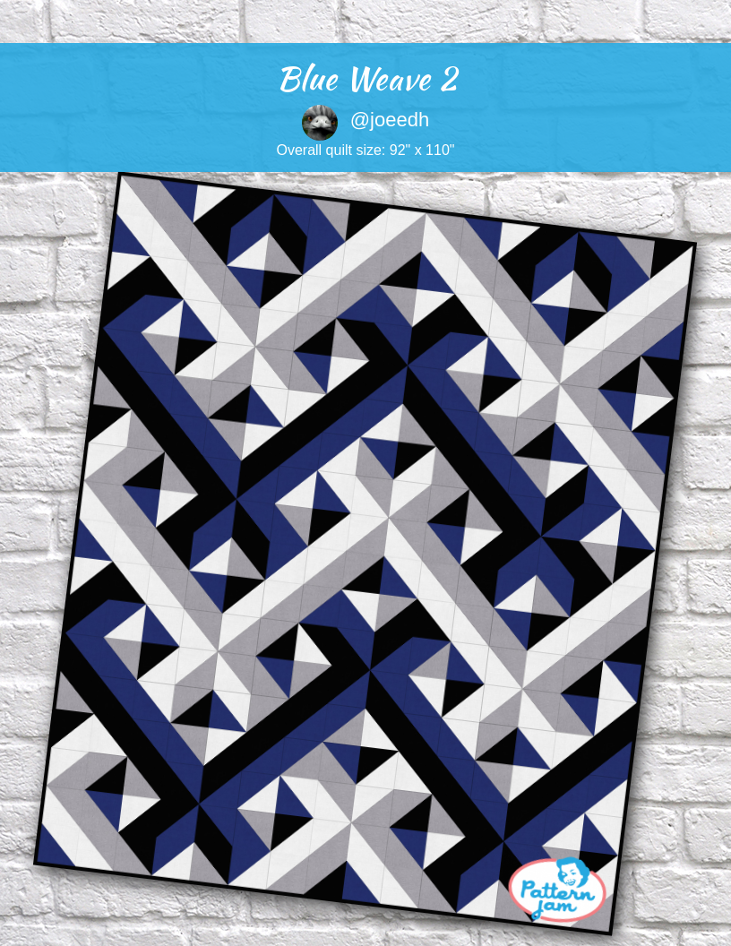 Blue Weave 2 - custom quilt designed by &#64;joeedh using PatternJam quilt design software