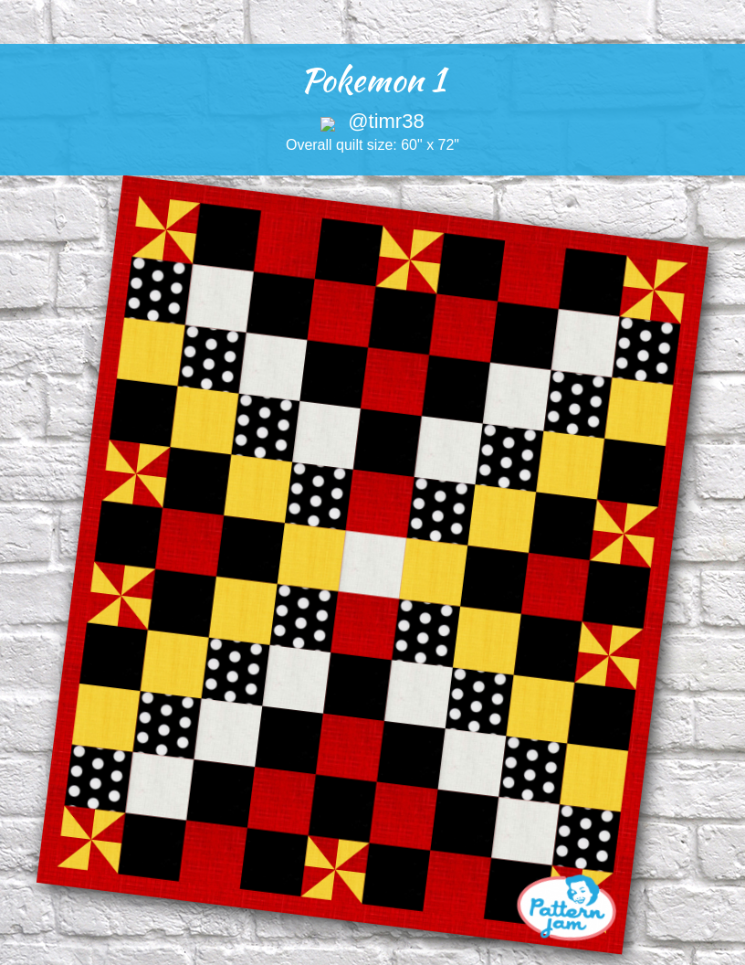 Pokemon 1 - custom quilt designed by &#64;timr38 using PatternJam quilt design software