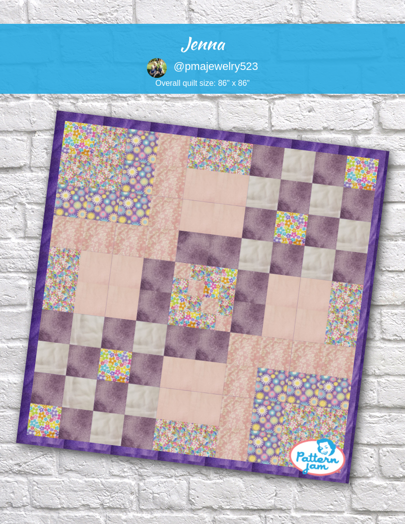Jenna - custom quilt designed by &#64;pmajewelry523 using PatternJam quilt design software