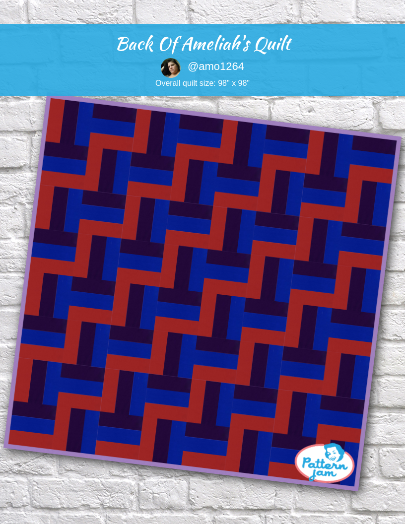 Back of Ameliah's Quilt - custom quilt designed by &#64;amo1264 using PatternJam quilt design software