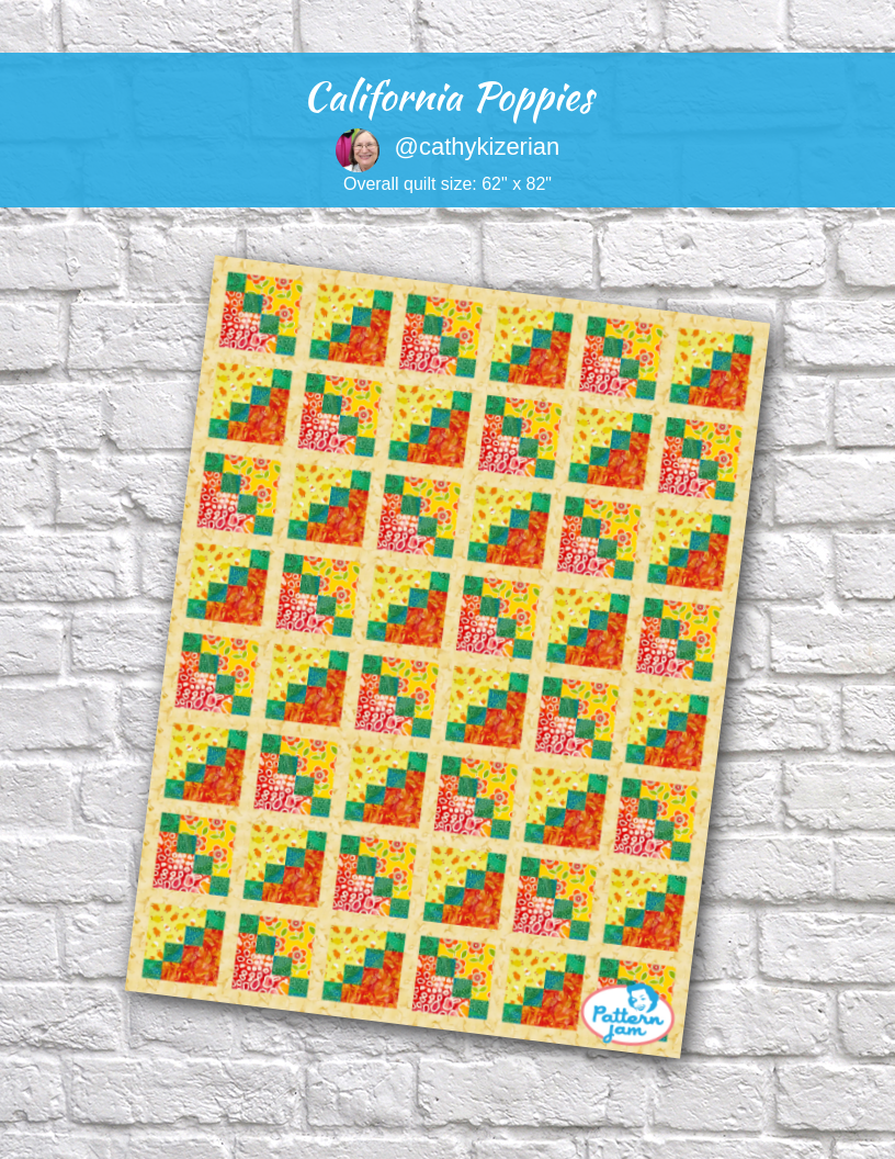 California Poppies - custom quilt designed by &#64;cathykizerian using PatternJam quilt design software