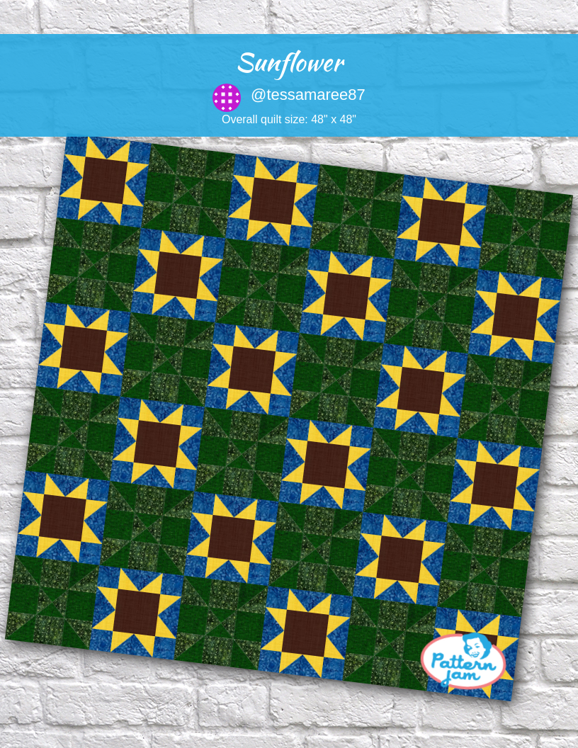 Sunflower - custom quilt designed by &#64;tessamaree87 using PatternJam quilt design software