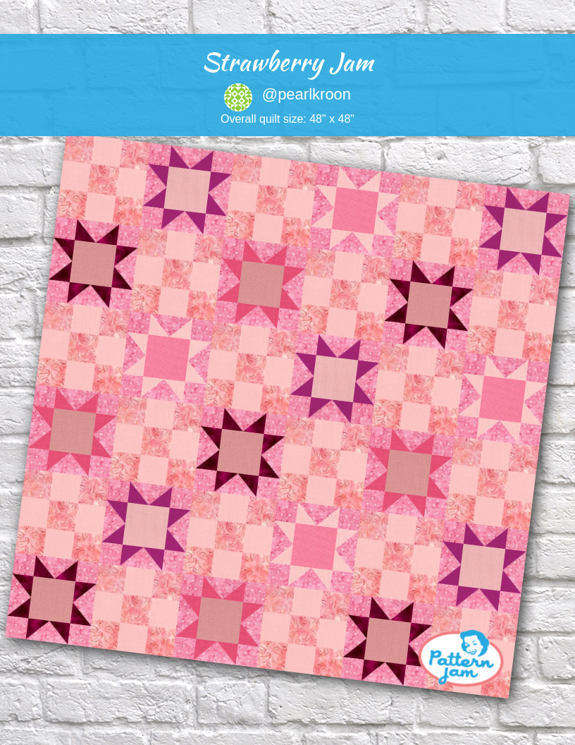 Strawberry Jam - custom quilt designed by &#64;pearlkroon using PatternJam quilt design software