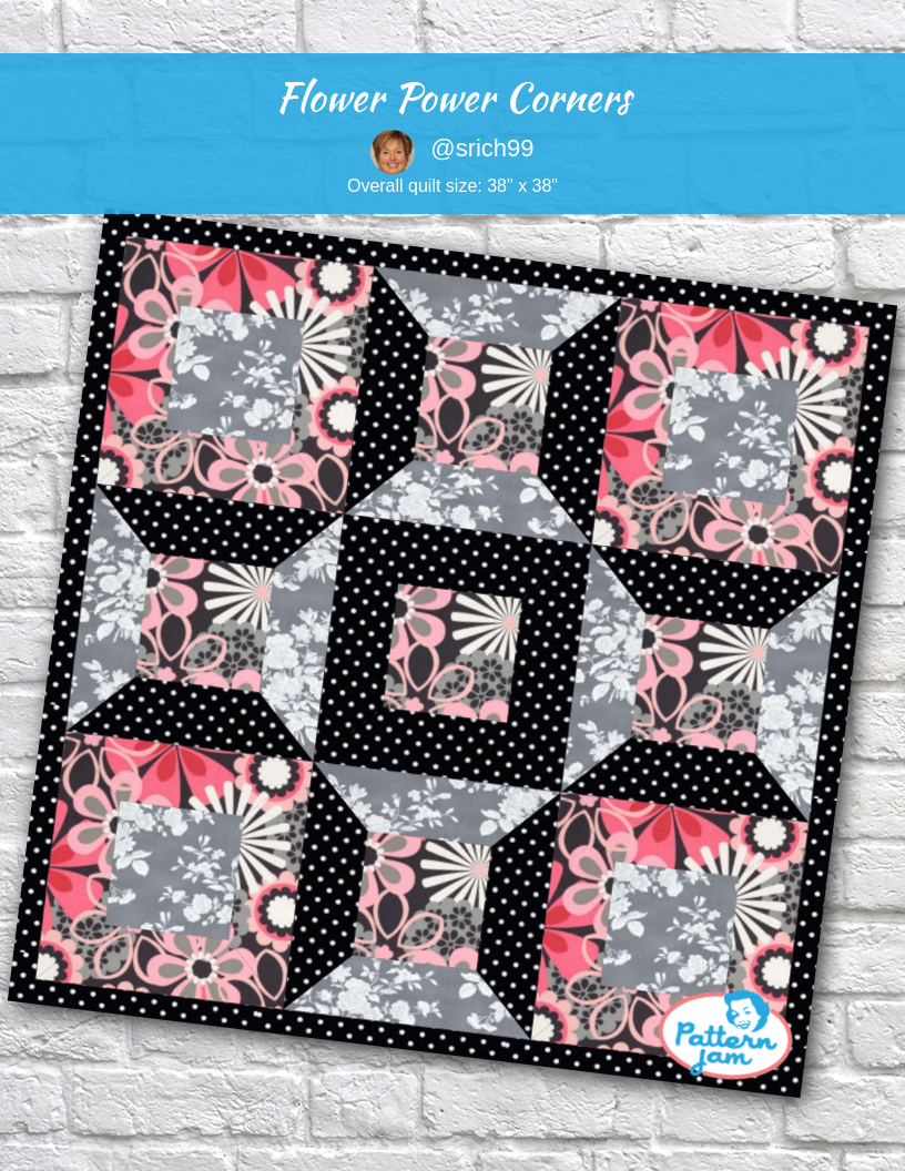 Flower Power Corners - custom quilt designed by &#64;srich99 using PatternJam quilt design software