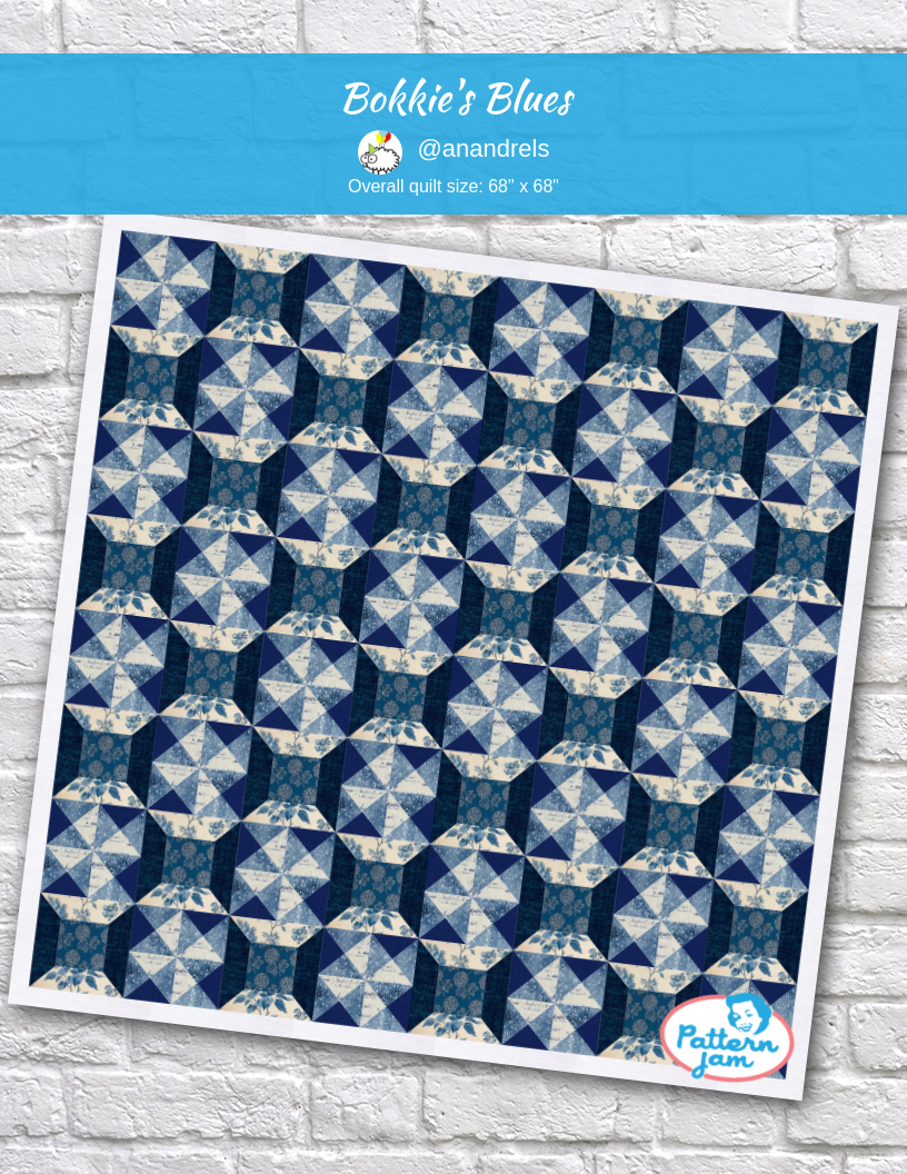 Bokkie's Blues - custom quilt designed by &#64;anandrels using PatternJam quilt design software