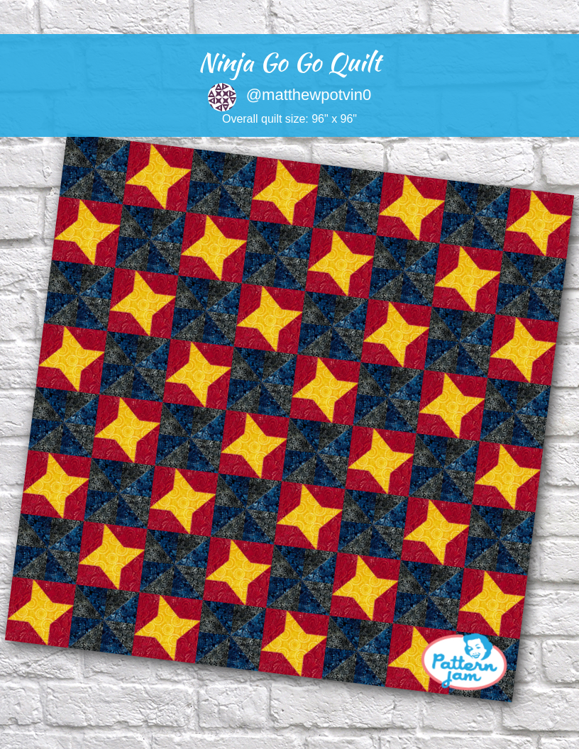 ninja go go quilt - custom quilt designed by &#64;matthewpotvin0 using PatternJam quilt design software