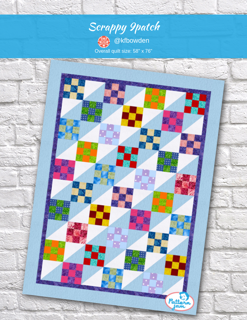Scrappy 9patch - custom quilt designed by &#64;kfbowden using PatternJam quilt design software