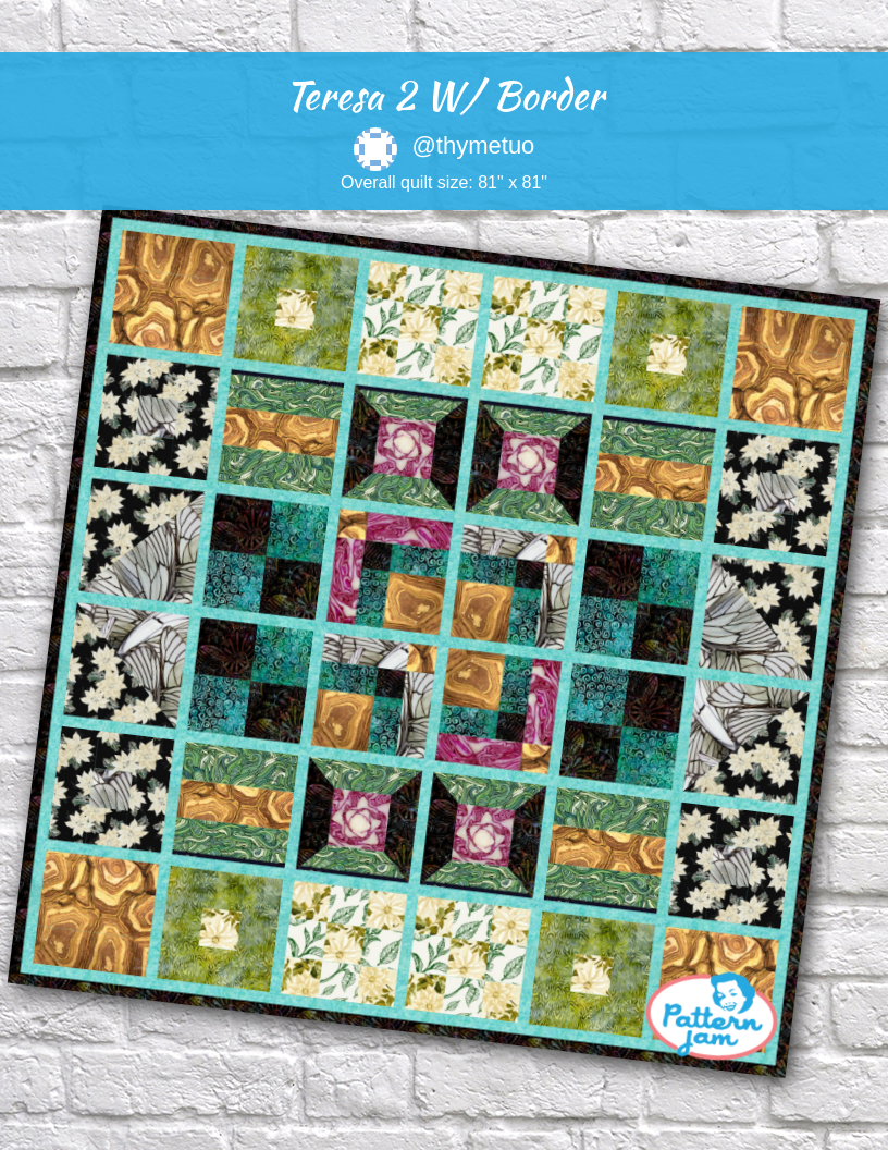 Teresa 2 w/ Border - custom quilt designed by &#64;thymetuo using PatternJam quilt design software