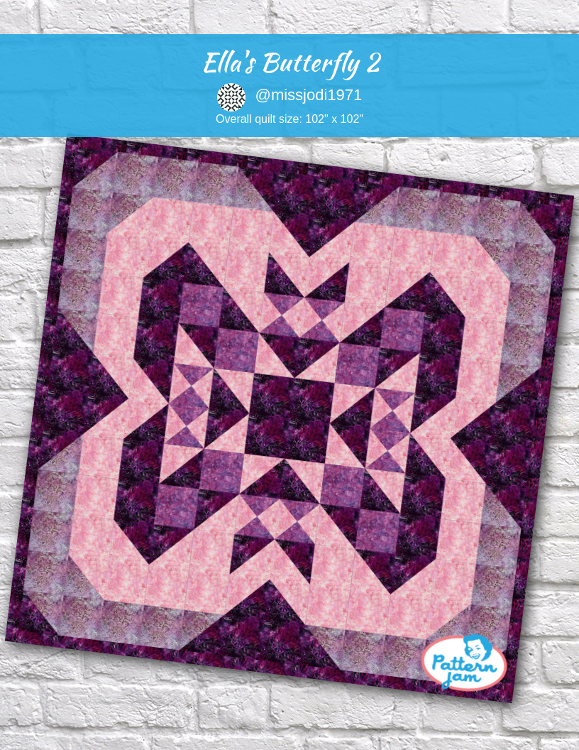 Ella's Butterfly 2 - custom quilt designed by &#64;missjodi1971 using PatternJam quilt design software