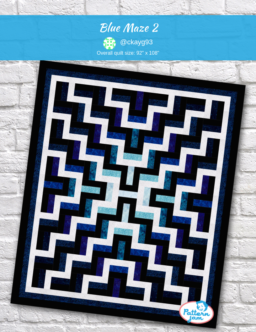 Blue Maze 2 - custom quilt designed by &#64;ckayg93 using PatternJam quilt design software