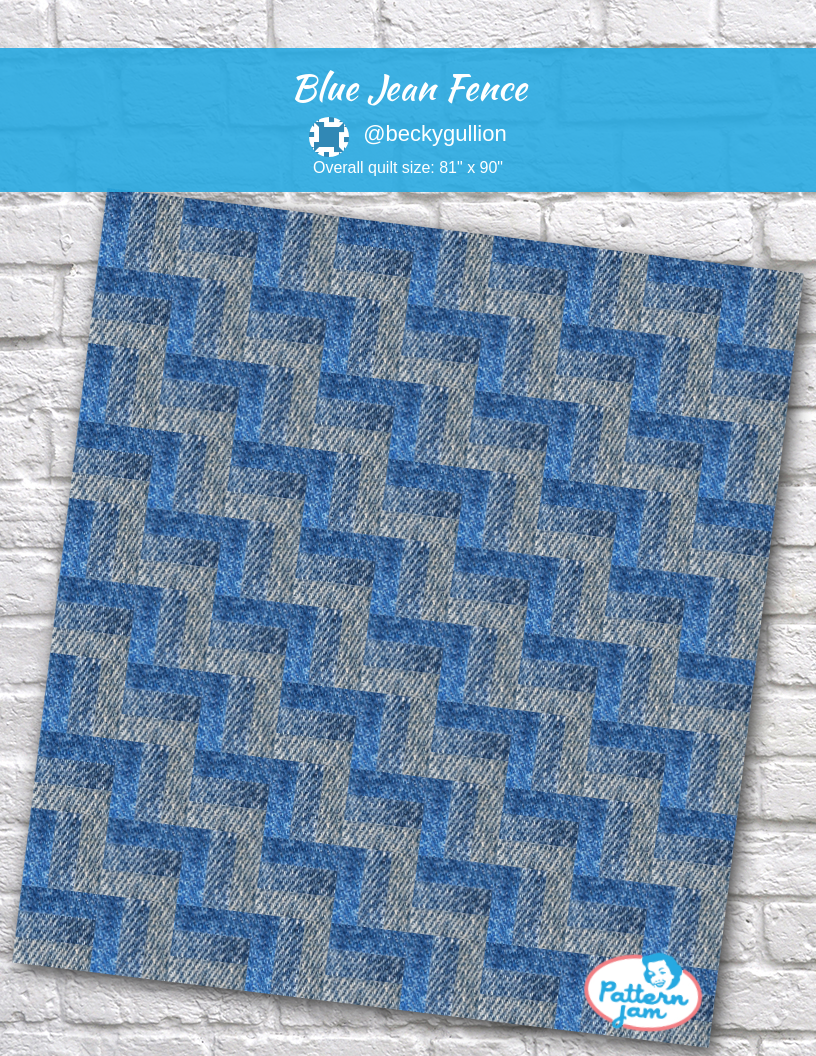 Blue Jean Fence - custom quilt designed by &#64;beckygullion using PatternJam quilt design software
