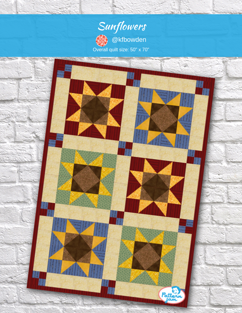 Sunflowers - custom quilt designed by &#64;kfbowden using PatternJam quilt design software