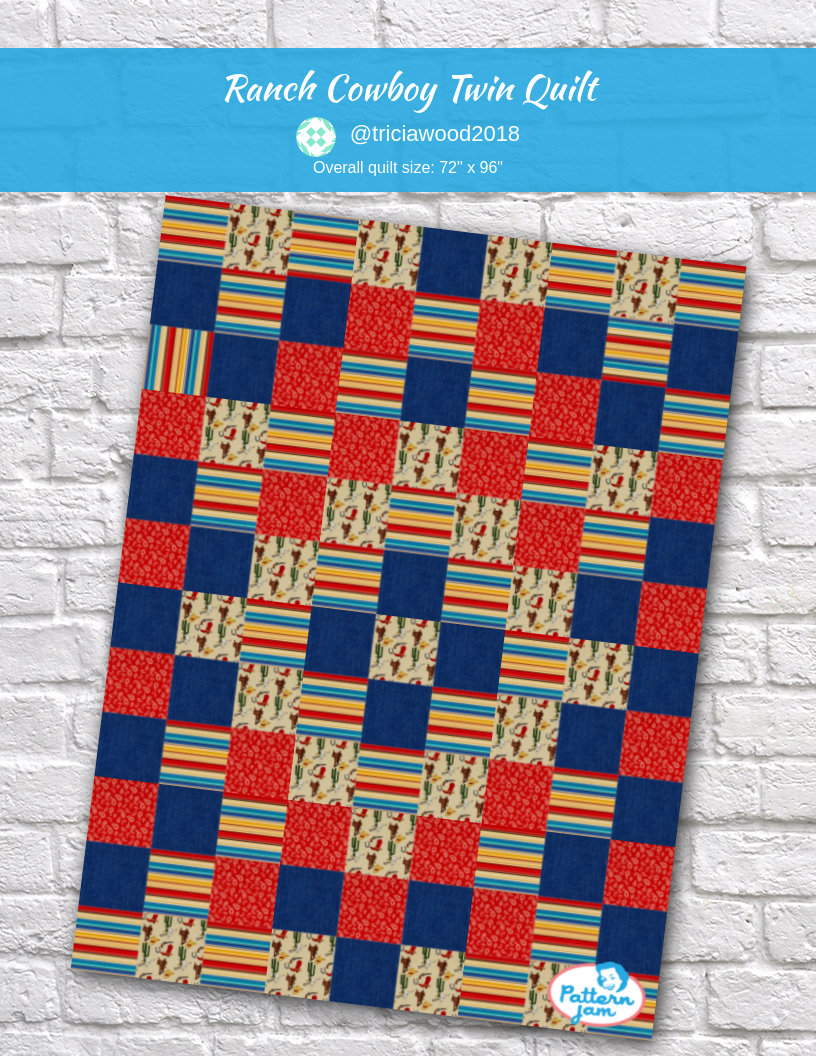 Ranch Cowboy Twin Quilt - custom quilt designed by &#64;triciawood2018 using PatternJam quilt design software