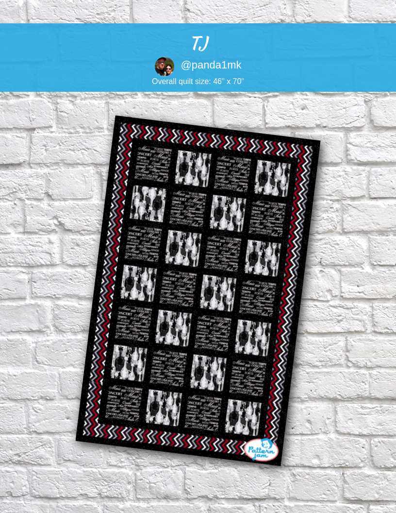TJ - custom quilt designed by &#64;panda1mk using PatternJam quilt design software