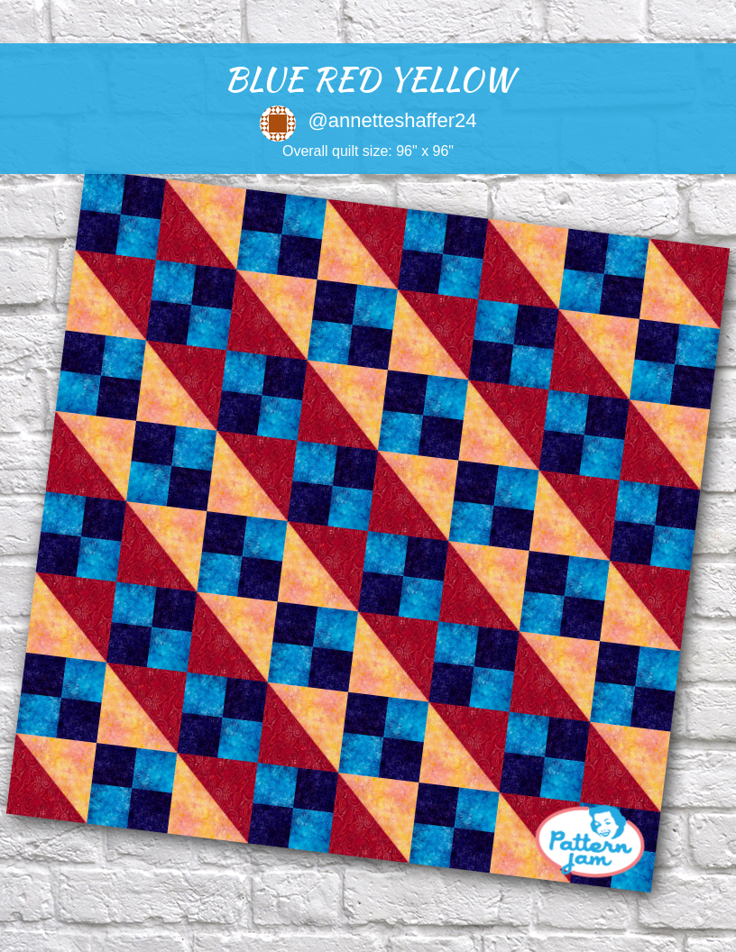 BLUE RED YELLOW - custom quilt designed by &#64;annetteshaffer24 using PatternJam quilt design software