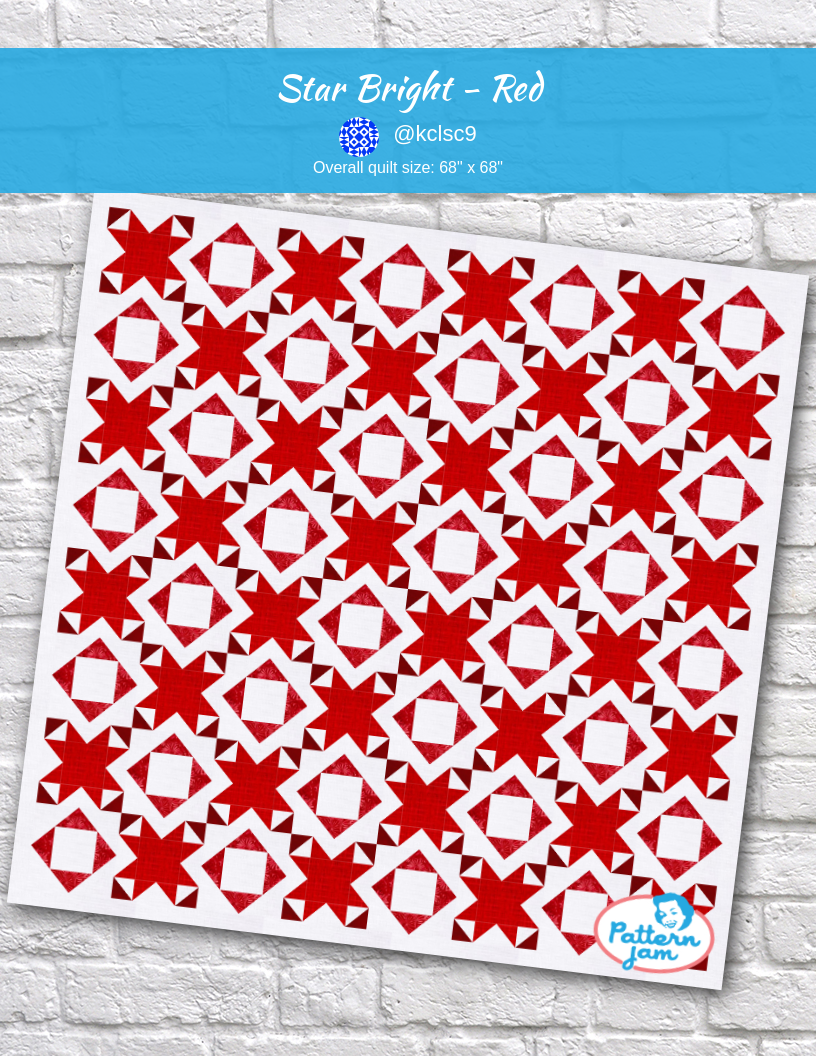 Star Bright - Red - custom quilt designed by &#64;kclsc9 using PatternJam quilt design software