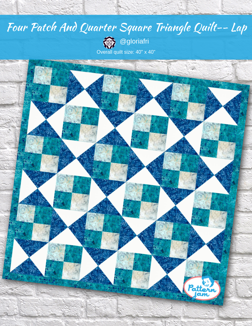 Four patch and Quarter Square Triangle Quilt-- Lap - custom quilt designed by &#64;gloriafri using PatternJam quilt design software