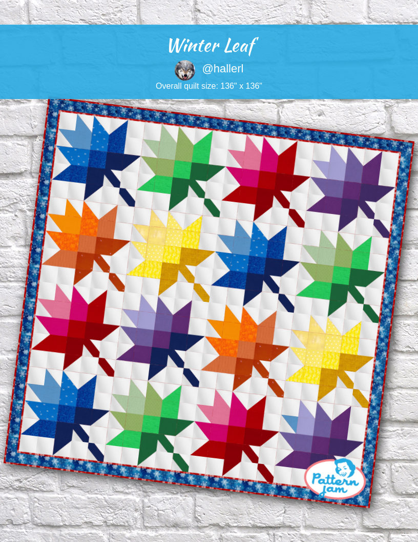 Winter leaf - custom quilt designed by &#64;hallerl using PatternJam quilt design software
