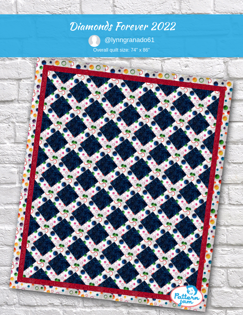 Diamonds Forever 2022 - custom quilt designed by &#64;lynngranado61 using PatternJam quilt design software
