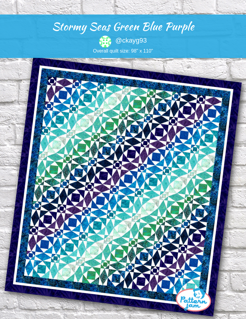 Stormy Seas Green Blue Purple - custom quilt designed by &#64;ckayg93 using PatternJam quilt design software
