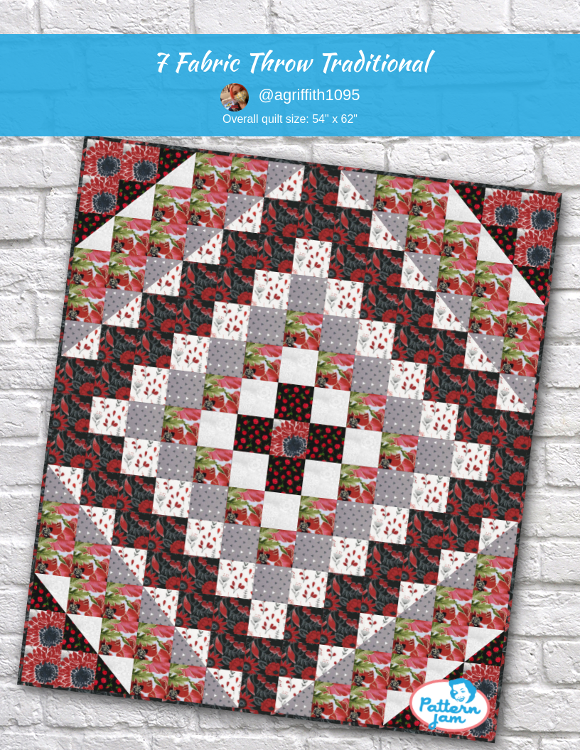 7 fabric throw traditional - custom quilt designed by &#64;agriffith1095 using PatternJam quilt design software