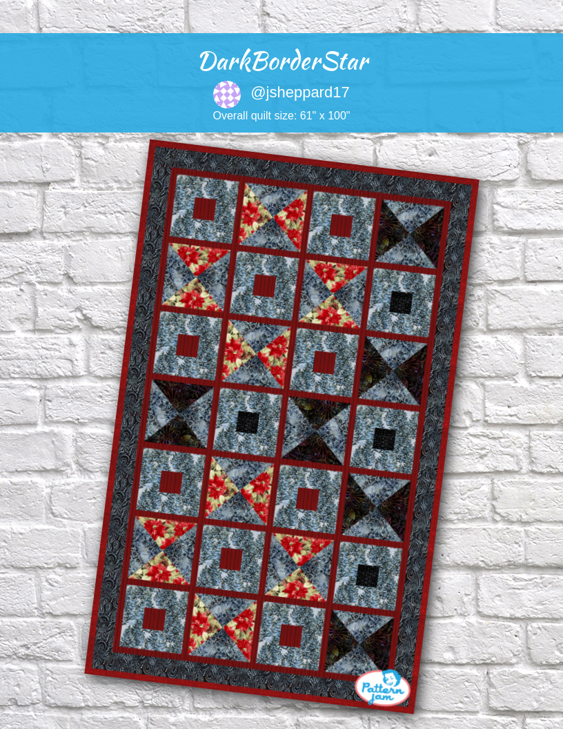 DarkBorderStar - custom quilt designed by &#64;jsheppard17 using PatternJam quilt design software
