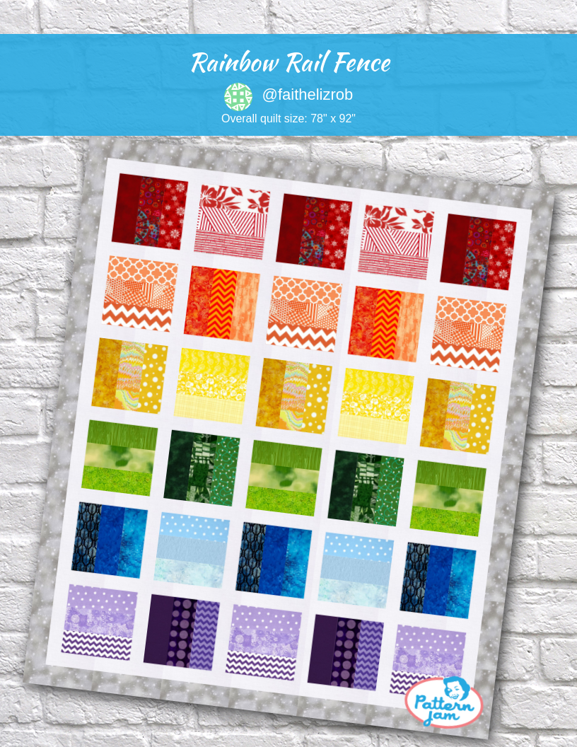 Rainbow Rail Fence - custom quilt designed by &#64;faithelizrob using PatternJam quilt design software