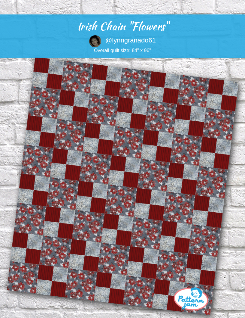 Irish Chain "Flowers" - custom quilt designed by &#64;lynngranado61 using PatternJam quilt design software