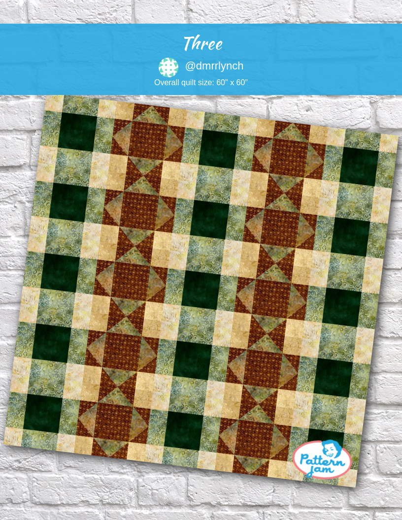 three - custom quilt designed by &#64;dmrrlynch using PatternJam quilt design software