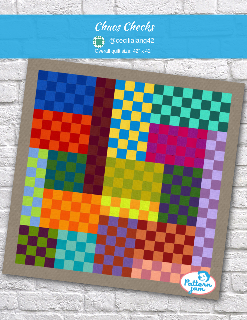 Chaos checks - custom quilt designed by &#64;cecilialang42 using PatternJam quilt design software