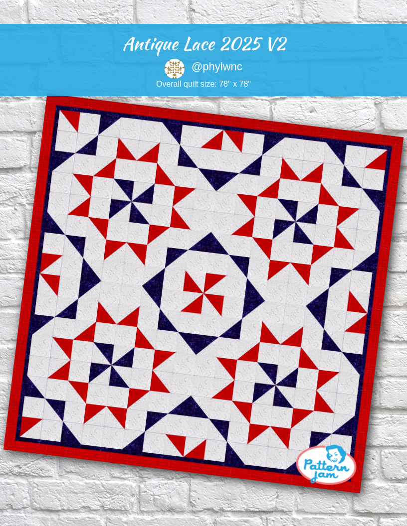Antique lace 2025 v2 - custom quilt designed by &#64;phylwnc using PatternJam quilt design software