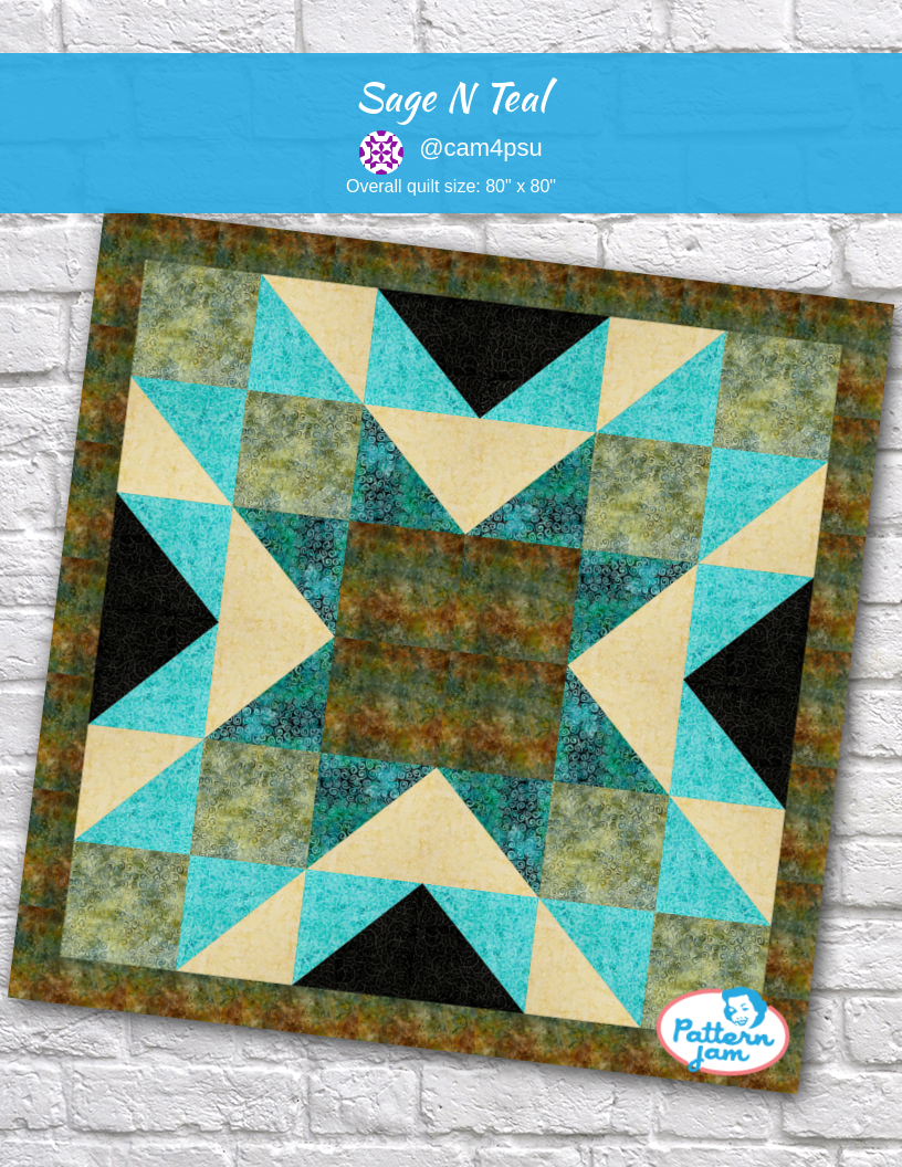 Sage n Teal - custom quilt designed by &#64;cam4psu using PatternJam quilt design software