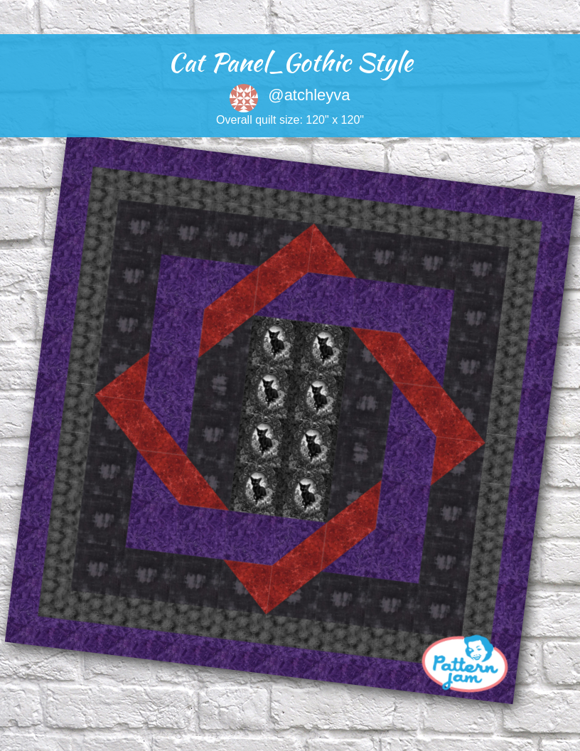 Cat Panel_Gothic Style - custom quilt designed by &#64;atchleyva using PatternJam quilt design software